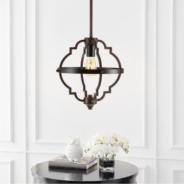 Ogee 12.5" Adjustable Iron Rustic Industrial LED Pendant - JONATHAN Y